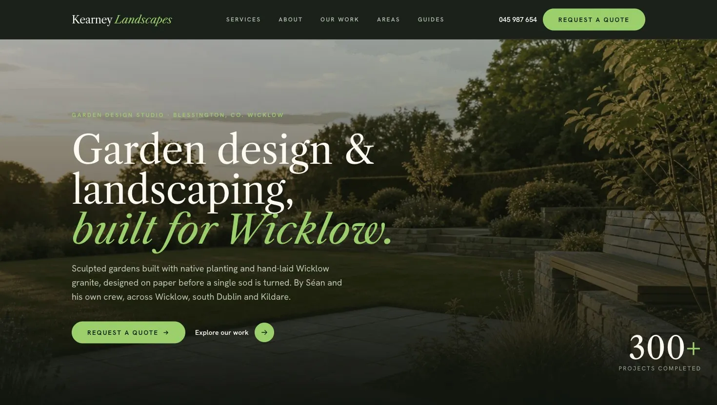 Kearney Landscapes website homepage built by System Setter